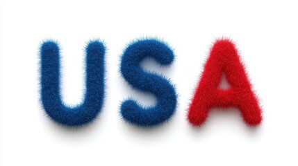 The USA is written in a textured, fuzzy style