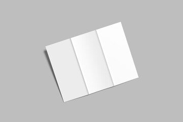 Trifold brochure blank mockup with shadow