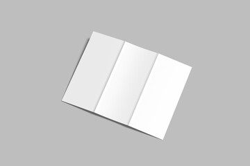 Trifold brochure blank mockup with shadow