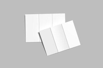 Trifold brochure blank mockup with shadow
