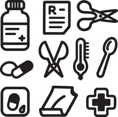 medical icons set