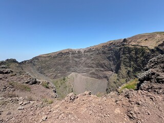 Mount Vesuvius crater at the top, volcano hike, Italy