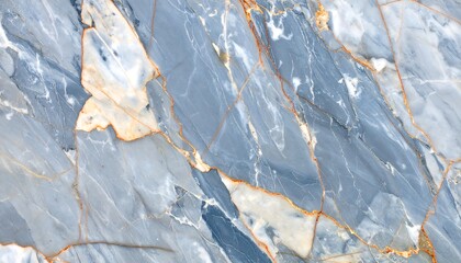 Detailed close-up view of a striking, light-gray marble surface with prominent, flowing veining patterns and accents of gold.