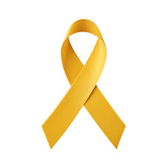 3D yellow ribbon symbolizing  bone and bladder cancer, suicide prevention and other awareness campaigns and events, isolated on transparent background	