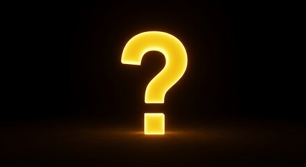 Glowing yellow question mark symbol on black background