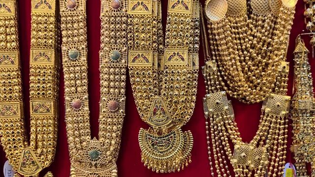 Imitation Jewellery Set For Gauri and Ganpati Idols , Shopping For Festival. Pune, India