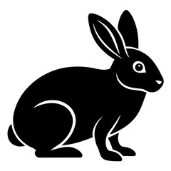 Obraz premium Black silhouette of a rabbit in a simple icon style