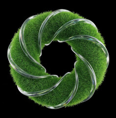 Green Grass Ring with Swirling Transparent Ribbons