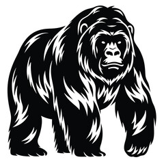 Obraz premium Powerful Black and White Gorilla Vector Image Standing Tall and Strong