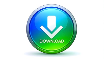 Vibrant, round download button with gradient colors and a stylized download icon.