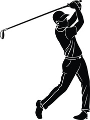 golfer silhouette, golf player vector, golf swing silhouette, golf clipart