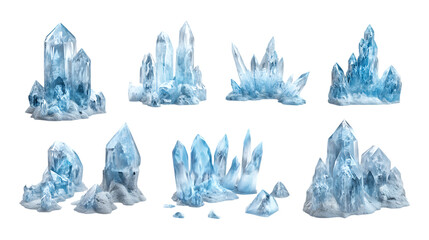 Stunning Blue Crystal Clusters 8 Unique Renderings for Design Projects