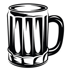 Monochrome illustration of a traditional beer stein, perfect for bar themes