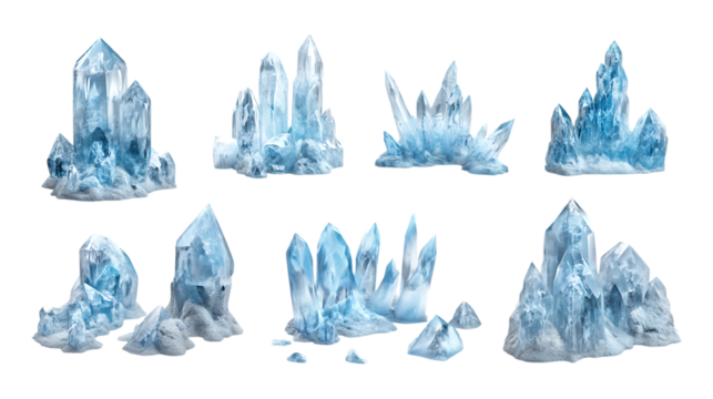 Stunning Blue Crystal Clusters 8 Unique Renderings for Design Projects