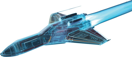 Futuristic Aircraft: A striking, illustrative depiction of an advanced aircraft, highlighting its internal mechanics and sleek design against a crisp backdrop.