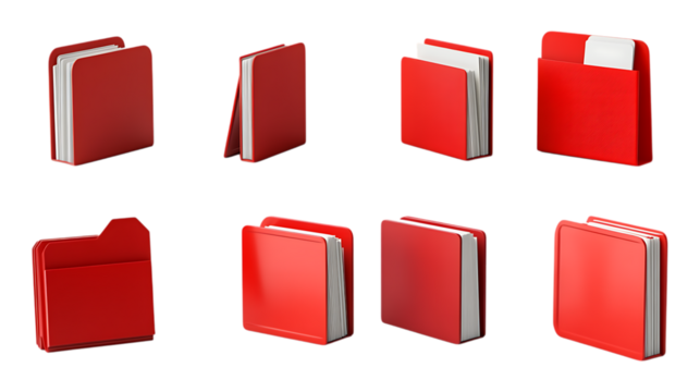 Red Folders  Books Organization Icons Document Management Office Supplies