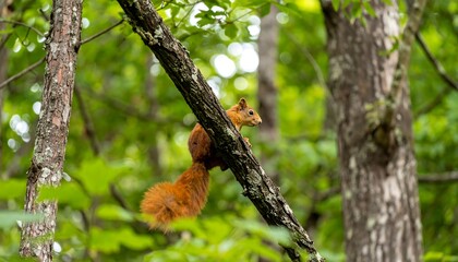 Obraz premium Squirrel on branch in forest