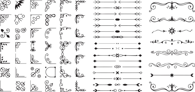 monoline filigree decorative motifs and ornamental separators ideal for graphic layout design vector ai eps png jpeg
