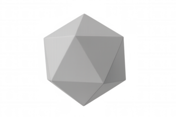 White icosahedron rotating on transparent background, perfect for educational or design projects