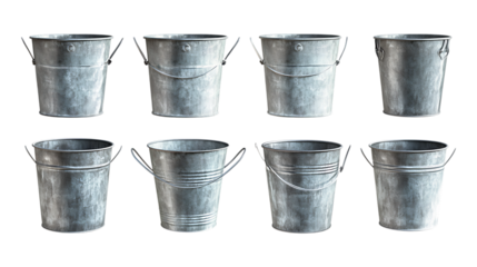 Eight Galvanized Mini Buckets Rustic Metal Pails for Crafts Decor  Events