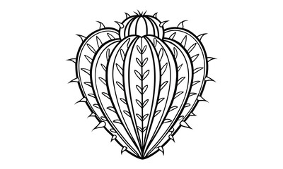 Decorative Cactus Heart t shirt vector silhouette and line art design, high-quality outline illustration, creative coloring artwork, calming activity, printable art therapy drawing.