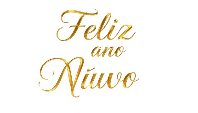 Gold script lettering of "Feliz a?o Nuevo
