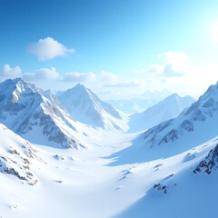 Obraz premium Majestic winter mountain landscape with snow-covered peaks under a vast sky, a panoramic view of the cold alpine nature