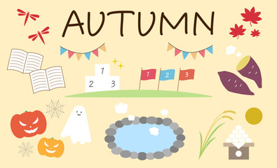 秋のイベントセットイラスト