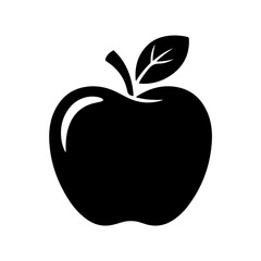 Apple fruit silhouette simple black vector icon with leaf svg vector file, apple layered vector file