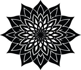 Mandala Flower Design Silhouette, Mandala Floral Vector