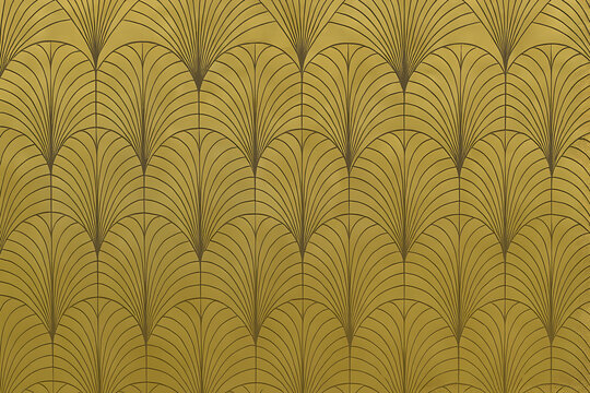 Fototapeta Golden Art Deco Geometric Pattern – Elegant Luxury Retro Background