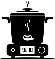 Sous-Vide Cooker Black Silhouette Precision Cooking on Digital Display