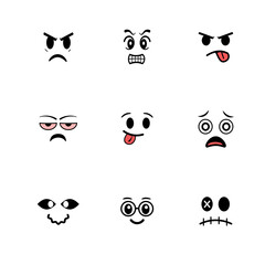 set of funny cartoon faces