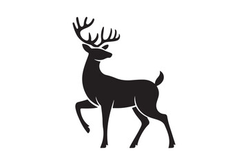 Elegant black silhouette of a majestic stag