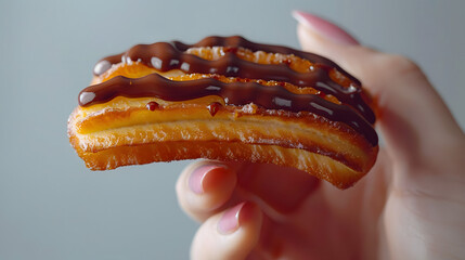 Delicious Chocolate-Covered Churros: A Close-Up View
