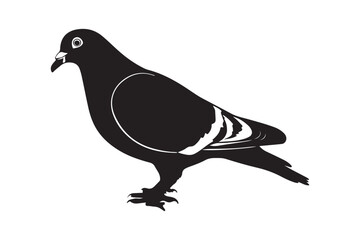 Black silhouette of a pigeon with white wing markings