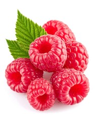 Fresh raspberries with leaf