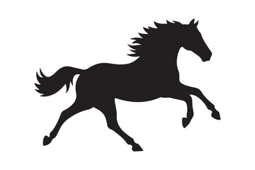 Silhouette of a powerful black horse in motion