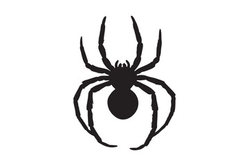 Black silhouette of a spreading spider on a white background