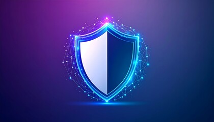 A vibrant, digitally rendered shield design showcases a futuristic, glowing, and geometric protection concept.
