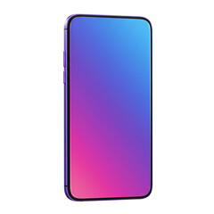 Slim Touchscreen Phone with Gradient Display On Isolated Transparent Background