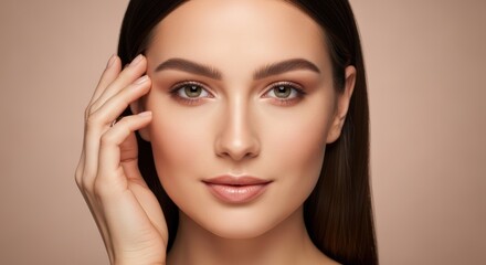 Young caucasian female with smooth skin and natural makeup portrait