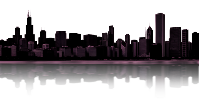 City Skyline, skyscraper illustration with reflection 