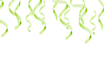 Green ribbons hanging down, isolated on transparent background