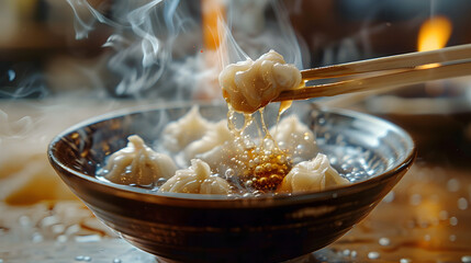 Steaming Hot Dumplings: A Culinary Delight - Asian Cuisine Photography