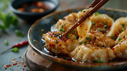 Spicy Sesame Dumplings: Pan-Fried Asian Cuisine Recipe