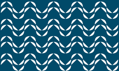 seamless pattern with blue waves. Indonesian ethnic style batik background with white wave pattern on deep blue, showcasing traditional cultural motif in a modern abstract design.