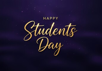 Happy students day celebration with elegant calligraphy on purple starry background