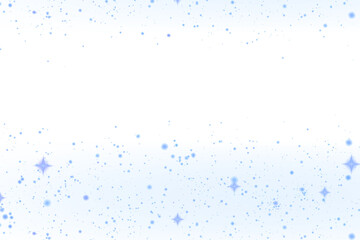 Abstract blue glitter background with stars isolated on transparent background