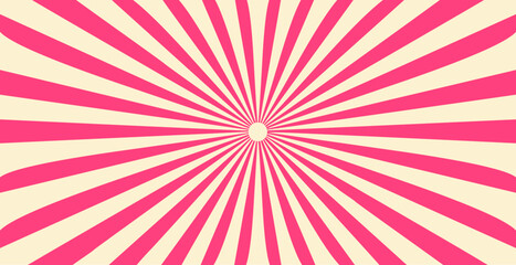 Radial sunburst background. Vintage wallpaper with rays in circus style, vector illustration